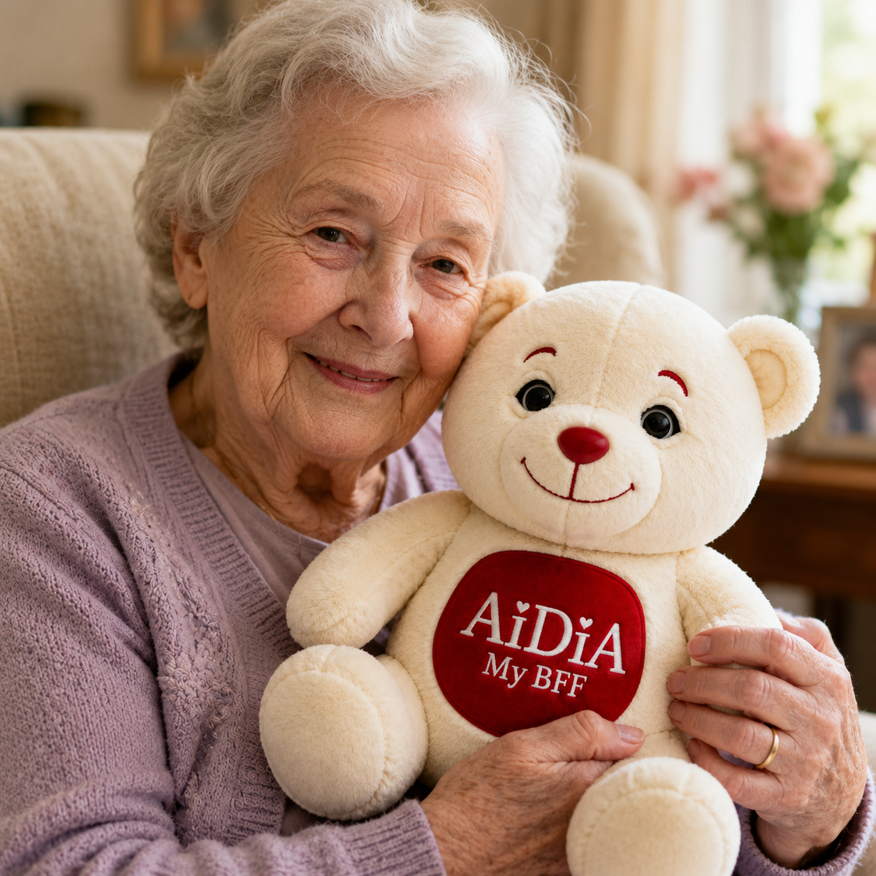 AiDiA companion bear with elderly lady
